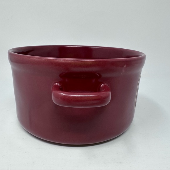 Rae Dunn Gobble Souffle Casserole Soup Bowl Burgundy Maroon 6 inch Two Handles - Picture 2 of 10